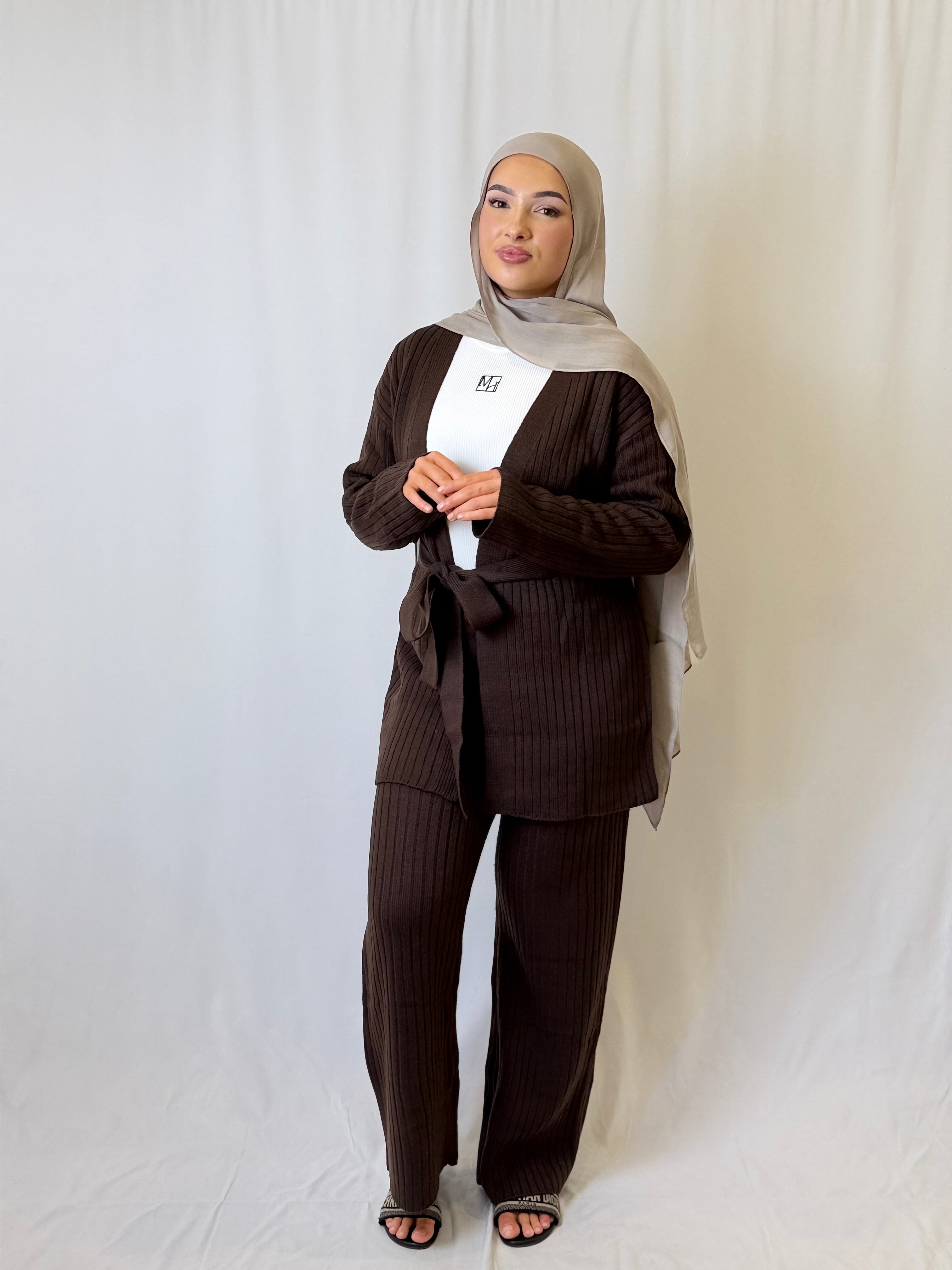 Alisa Ribbed Knit Cardigan & Pants Set