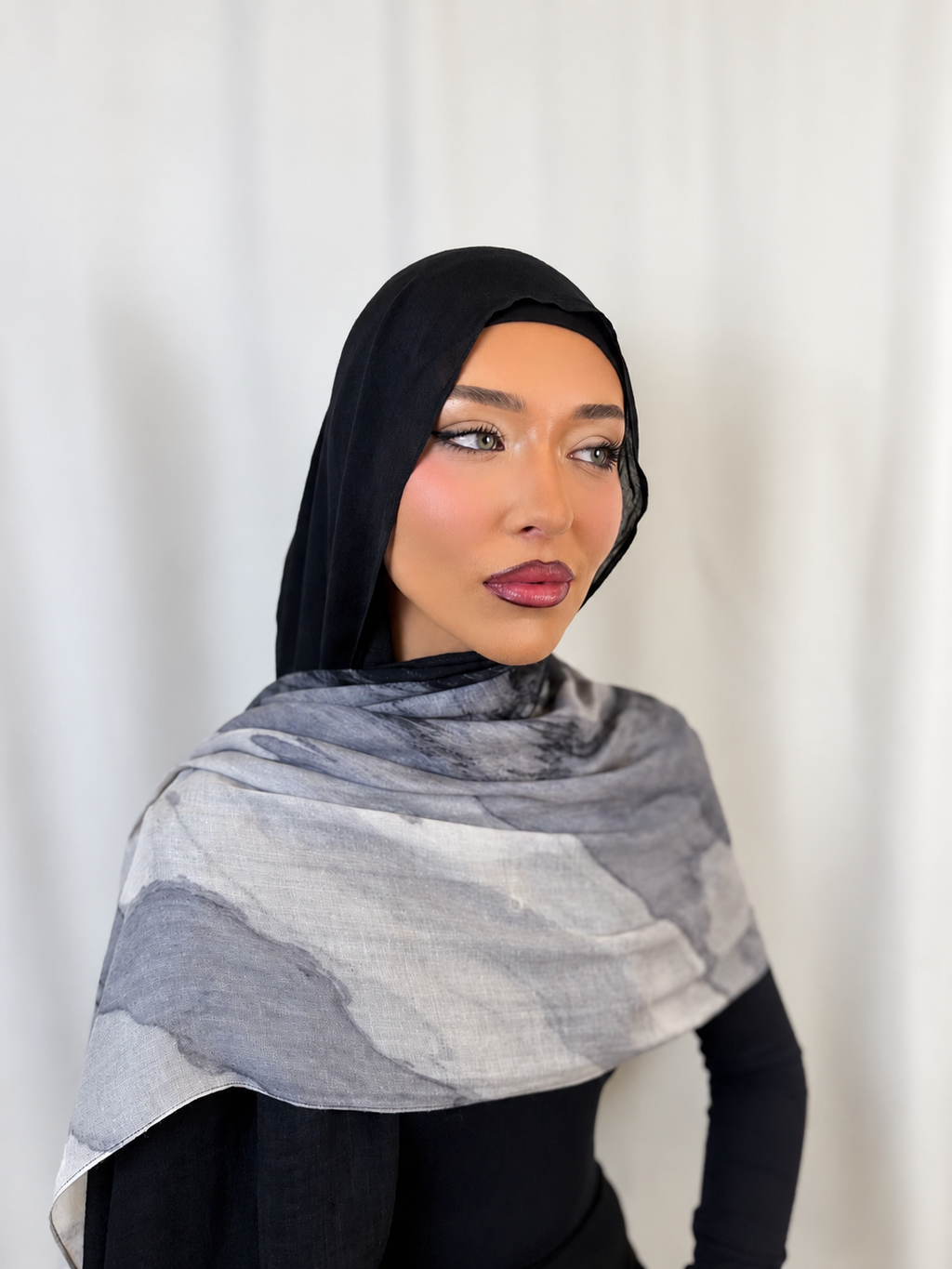 Midnight Marble Modal Hijab