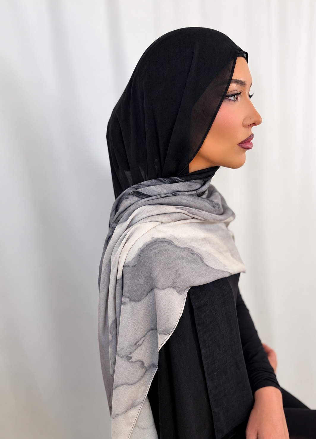 Midnight Marble Modal Hijab